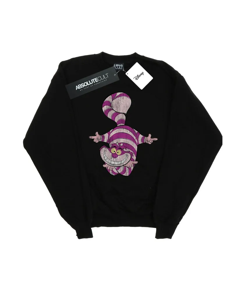 Disney Alice In Wonderland Cheshire Cat Upside Down" Sweatshirt für Damen (Schwarz Schwarz