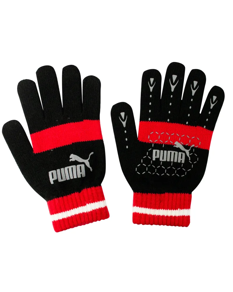 Puma No 1 Logo Cat Magic Winter Schwarz Rot Unisex Handschuhe Schwarz