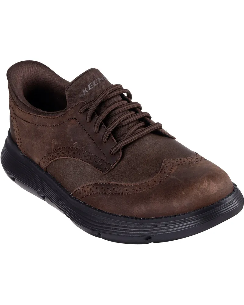 Skechers Garza Sully Herrenschuhe aus Leder in Kakao mit Schnürung Braun