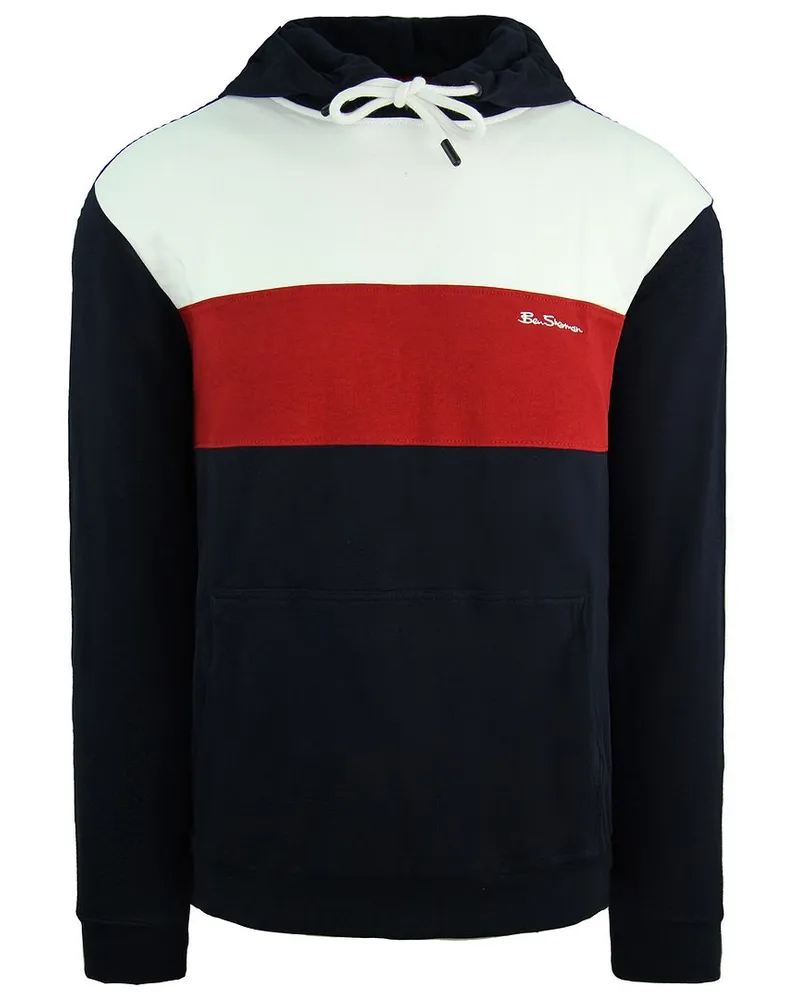 Ben Sherman Panelled Herren-Kapuzenpullover in Marineblau Mehrfarbig