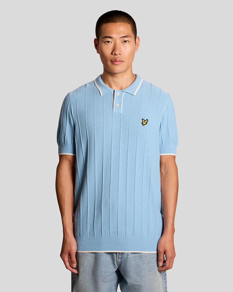 Lyle & Scott Besetztes Piqué Strick-Polohemd Blau