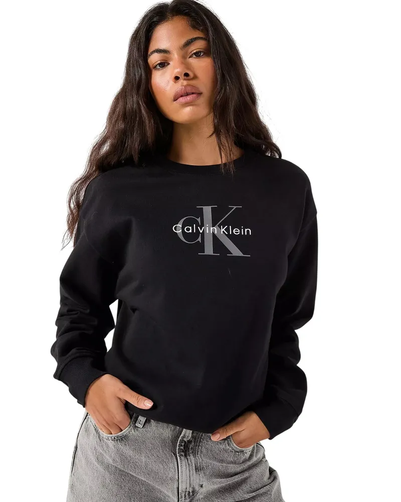 Calvin Klein Sweatshirt für Damen, Langärmlig (Schwarz Schwarz