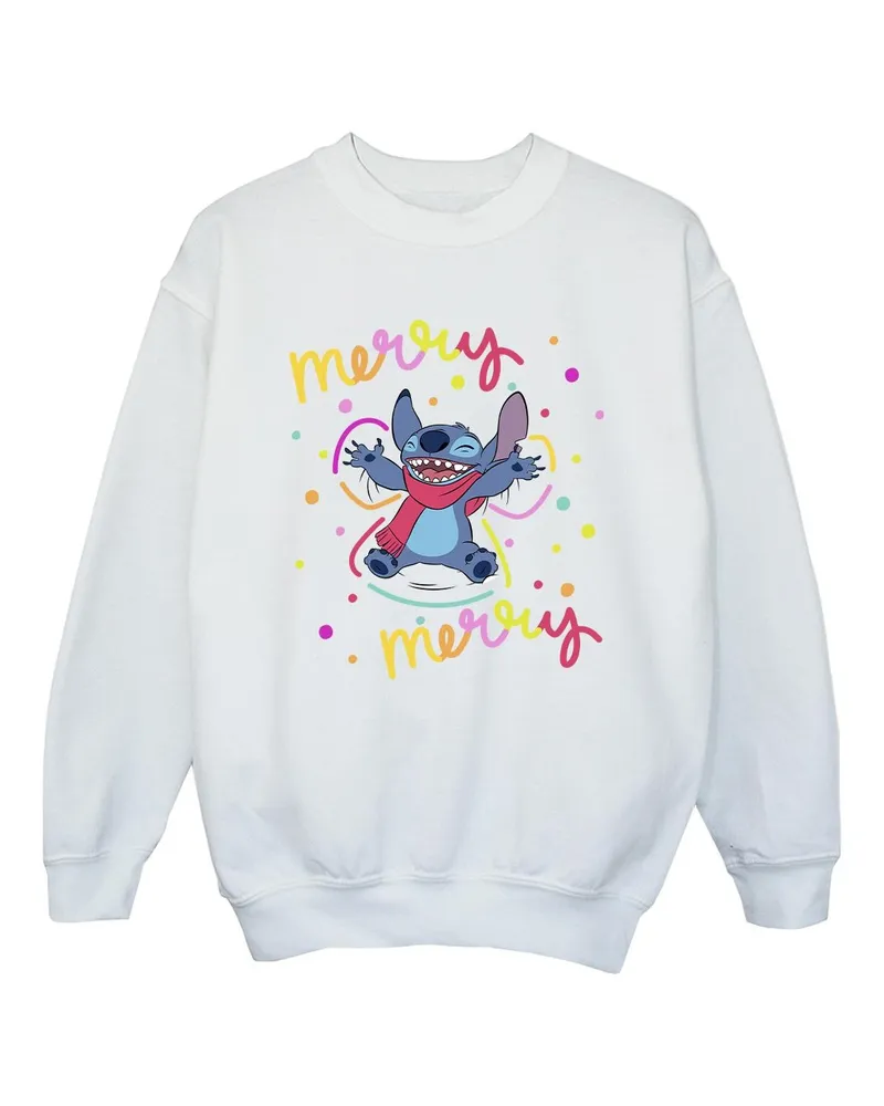 Disney Lilo & Stitch Merry Rainbow" Sweatshirt für Mädchen (Weiß Weiß