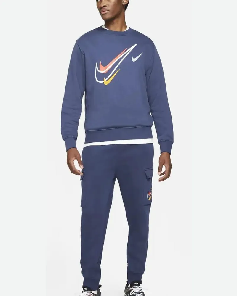 Nike Herren Multi Swoosh Crew Neck Trainingsanzug in Navy Marineblau