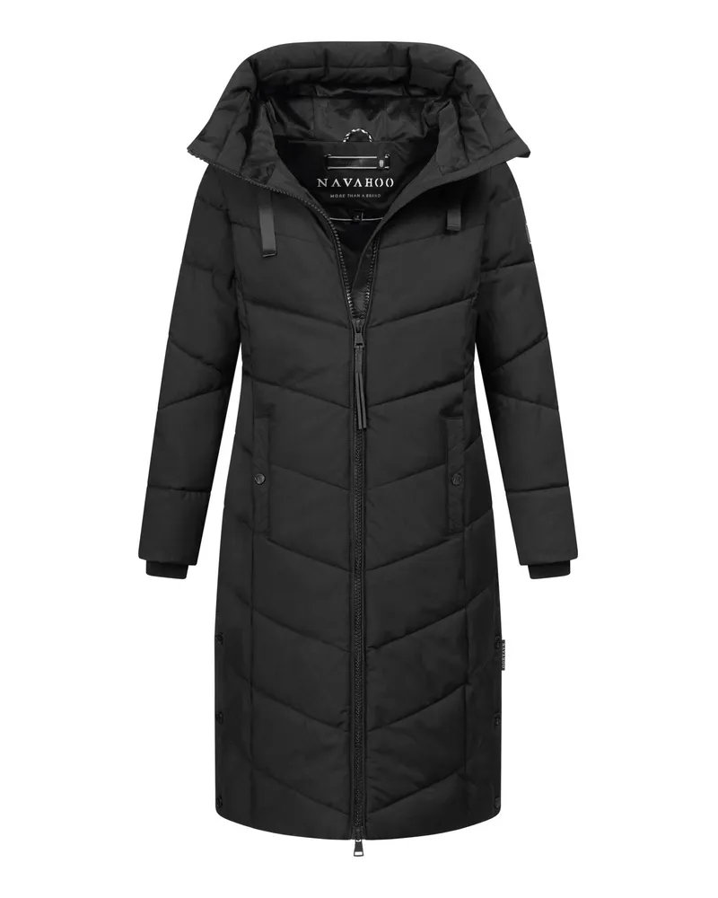 NAVAHOO Schmatzibär Damen Winter Steppmantel – warm & elegant Schwarz