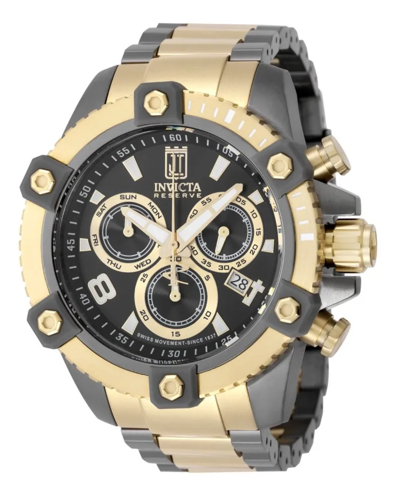 Invicta Jason Taylor 51276 Herrenuhr - Quarzwerk - Edelstahl mit schwarzem Zifferblatt - 50 mm Grau