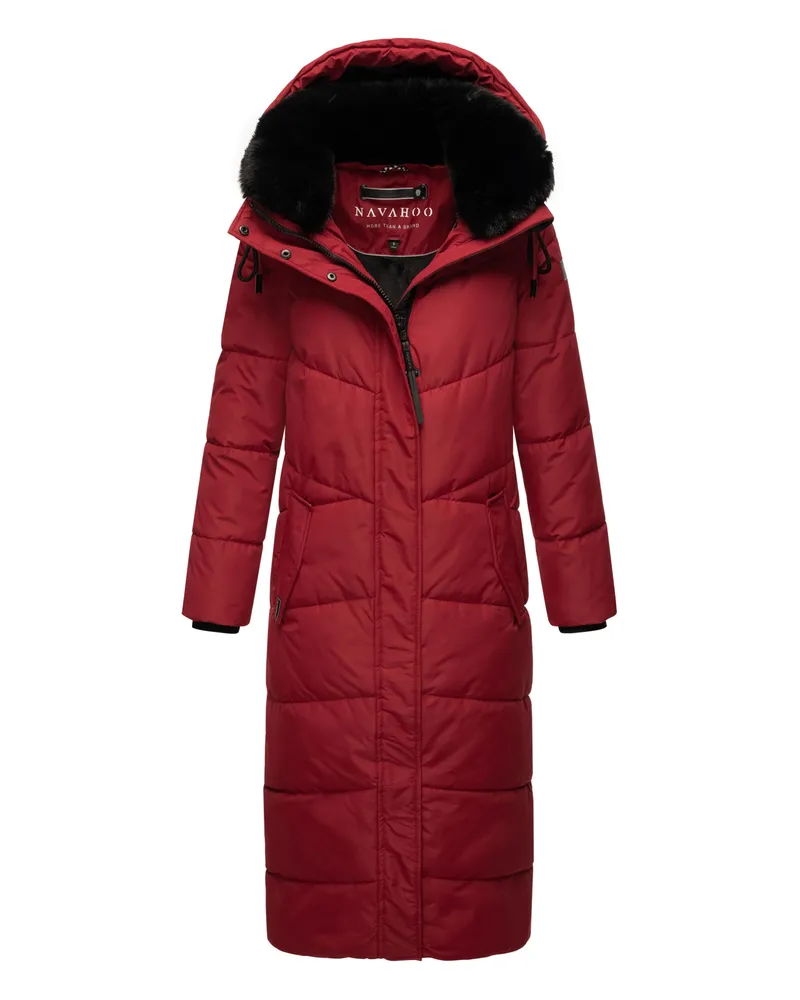 NAVAHOO Damen Winter Steppmantel Hingucker – Extra Lang & Warm Rot