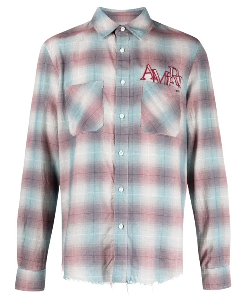 Amiri Staggered Plaid Flanell Blaugrün/rot Bordeaux