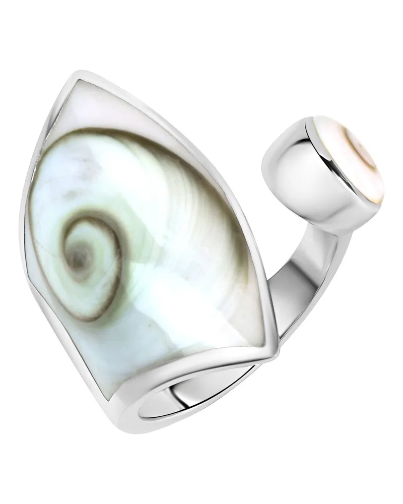 ZEEme Pearls Ring Silber 925 mit weißer Muschel 28mm breit Silber