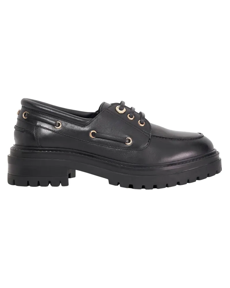 Dune Venetian" Bootsschuhe für Damen, Leder, Zum Schnüren (Schwarz Schwarz