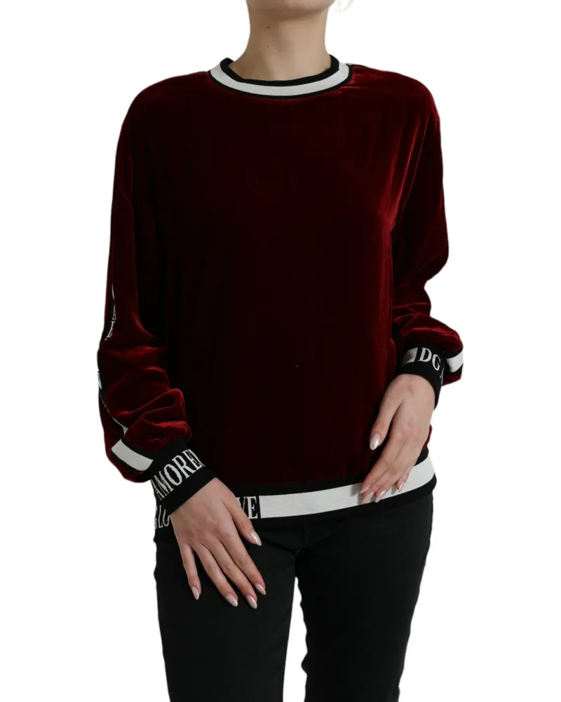 Dolce & Gabbana Velours-Sweatshirt mit "Amore"-Schriftzug - Dunkelrot Dunkelrot