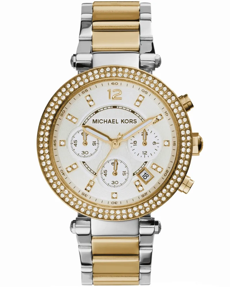 Michael Kors MK5626 Parker Damen Chronograph Uhr, Zweifarbig Edelstahl Silber