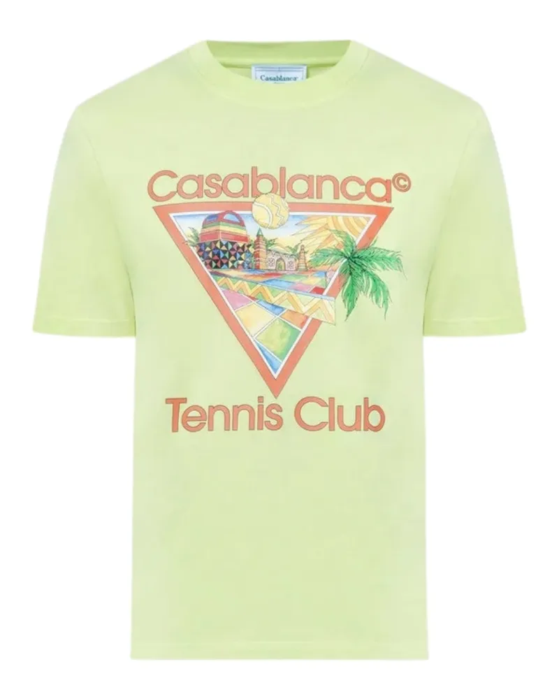 Casablanca Paris Afro Cubism Tennis Club T-Shirt in Pastellgrün Weiß