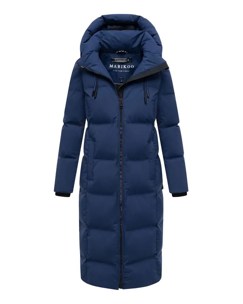 Marikoo Damen Winter Steppmantel Tikoraa mit abnehmbarer Kapuze Blau