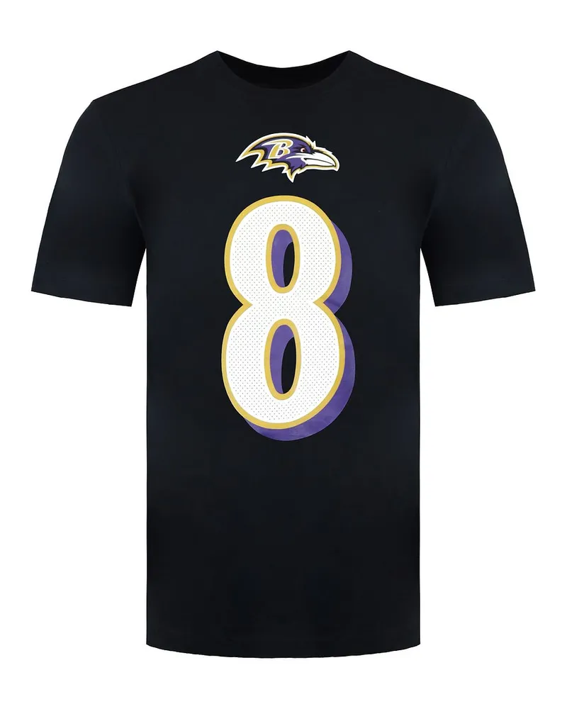 Nike NFL Baltimore Ravens 8 Lamar Jackson Herren-T-Shirt Schwarz