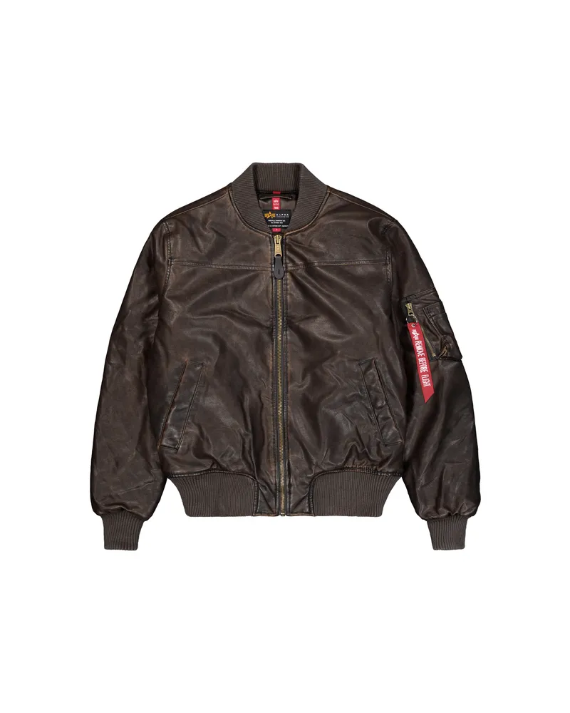 Alpha Industries MA-1 Faux Leather Vintage Bomber Jacket Braun