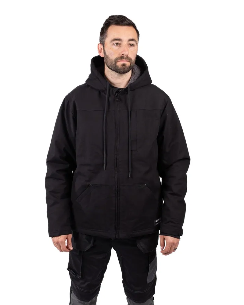 Caterpillar Footwear Kapuzen-Sherpa gefütterte Herren schwarze Fleecejacke Schwarz