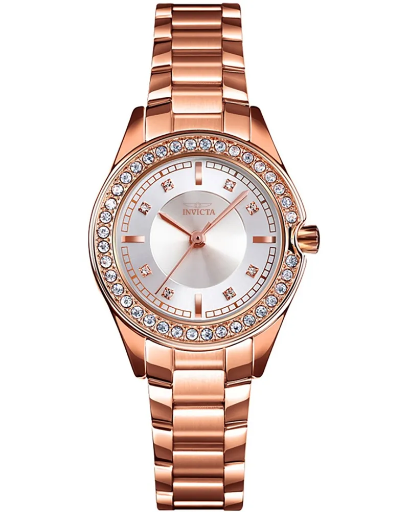 Invicta Angel 70278 Damenuhr - Quarzwerk - Metall mit silbernem Zifferblatt - 30 mm Roségold