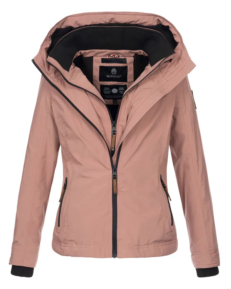 Marikoo Damen Übergangsjacke Erdbeere mit Doppelkragen & Fleece-Innenfutter Rot