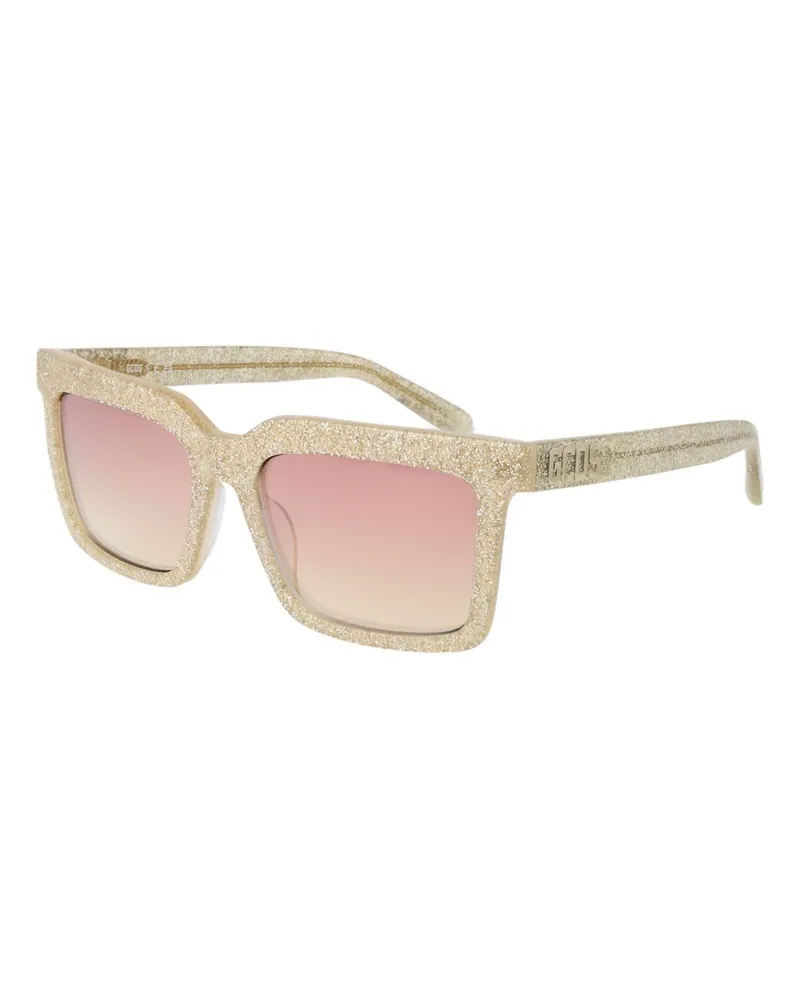 GCDS Eckige Sonnenbrille mit Glitzerrahmen - Orange Orange