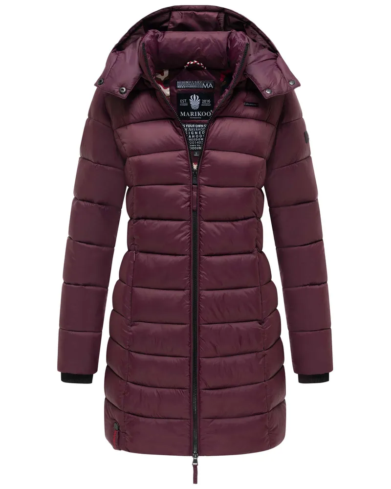 Marikoo Damen-Winter-Steppjacke „Abendsternchen" mit Kapuze - Rot Rot