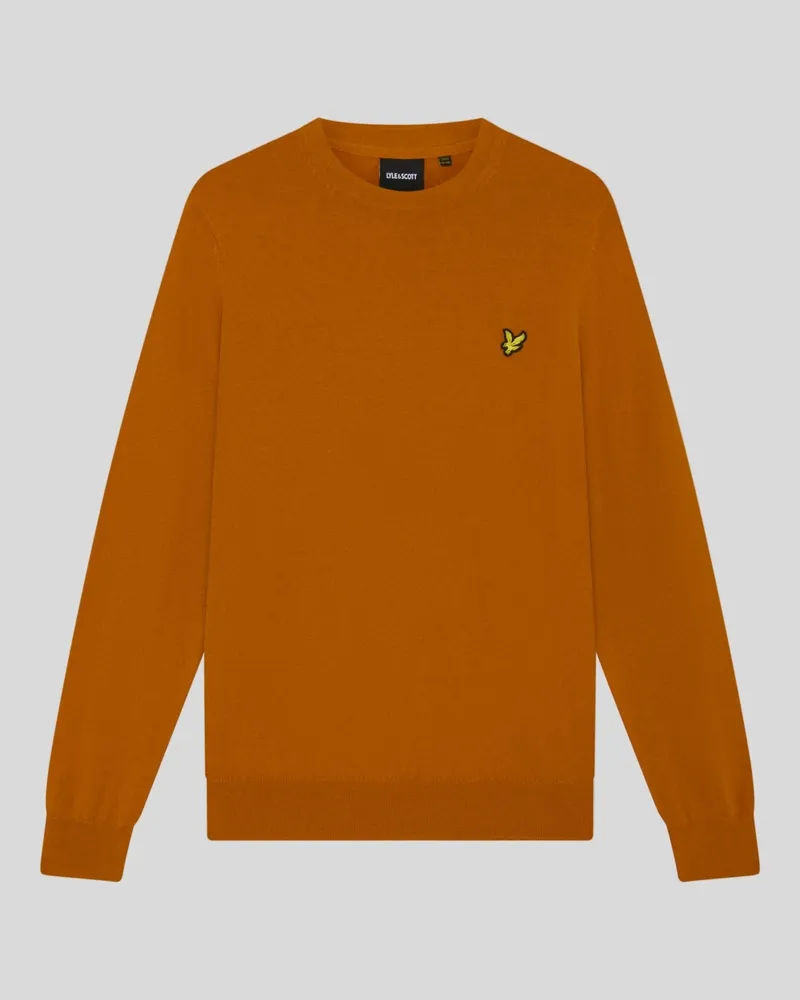 Lyle & Scott Baumwolle-Merinowolle-Rundhals-Jumper Orange