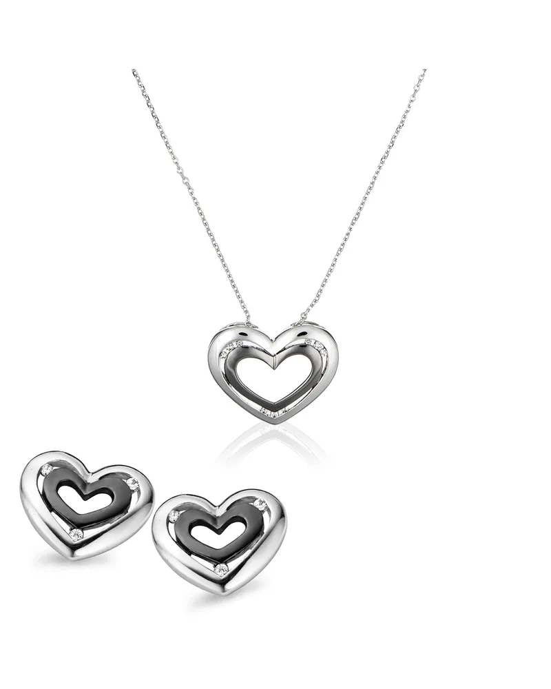 Orphelia Damen 925 Sterling Silber Set: Kettenanhänger + Ohrringe - Silber SET-5012 Silber
