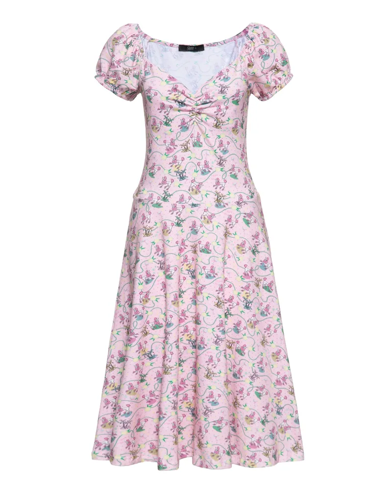 Queen Kerosin Allover‑Print Swingkleid mit Pudel‑Motiv - Rosa Rosa