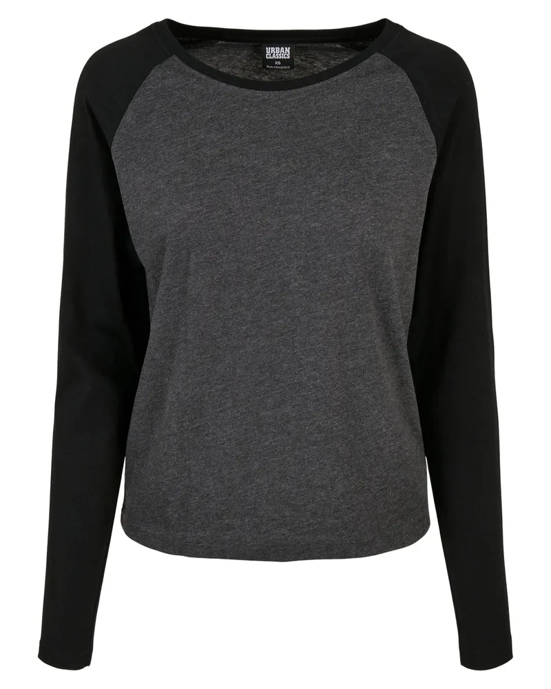 Urban Classics T-Shirt Raglanärmel für Damen Langärmlig (Holzkohle/Schwarz Anthrazit