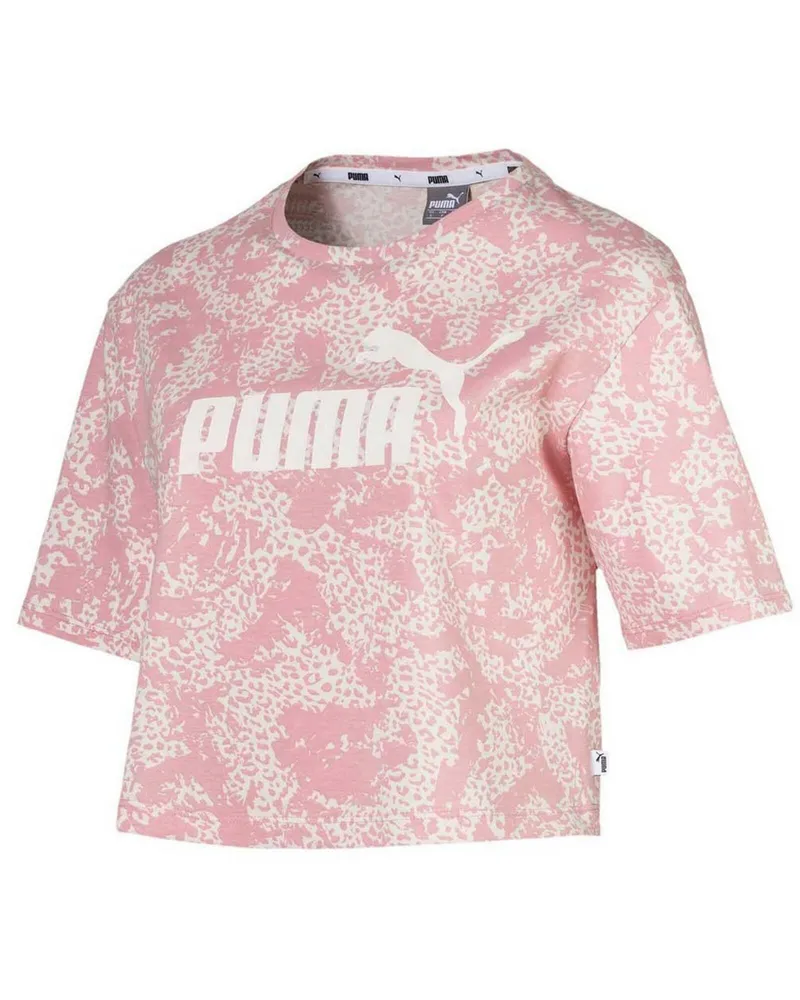 Puma Elevated Essentials Cropped Logo AOP T-Shirt Womens Top 580392 94 Rosa