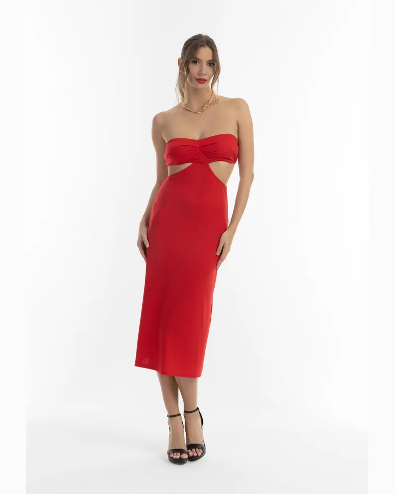 FAINA Robe midi avec découpes Rot