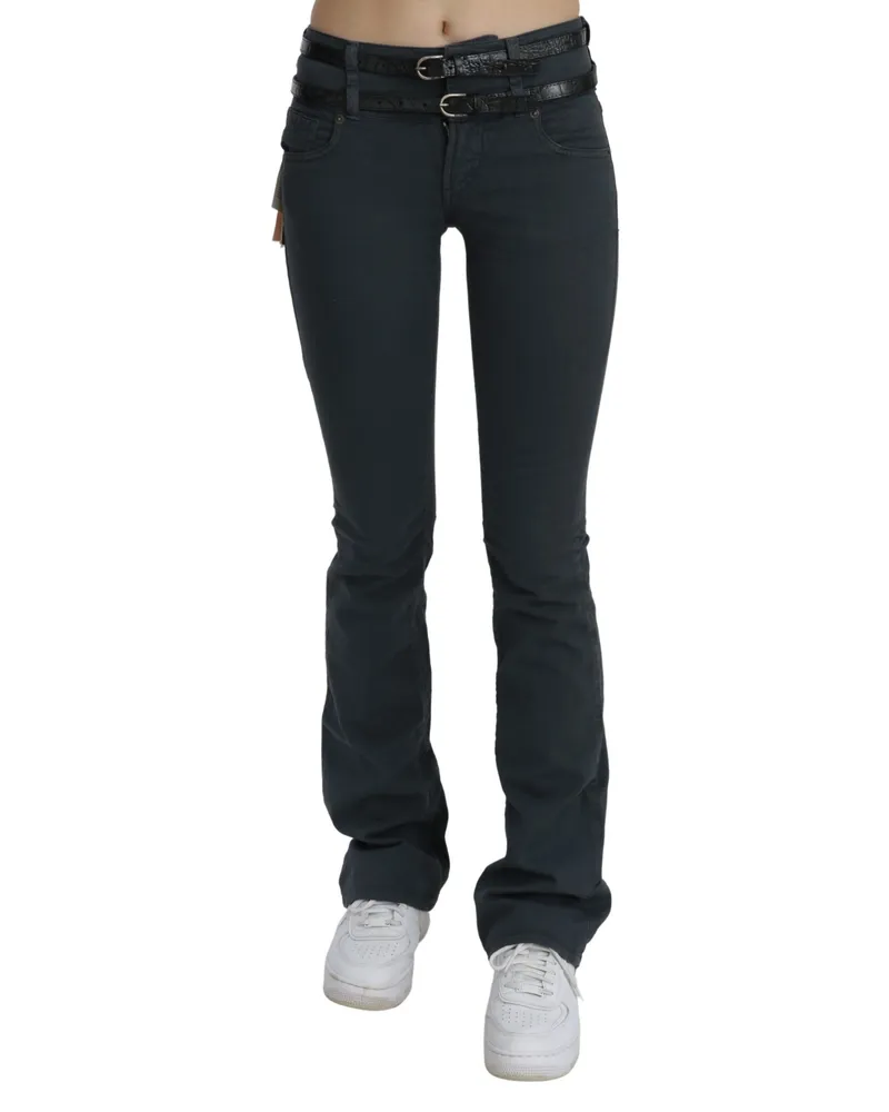 John Galliano Mid Waist schlanke, ausgestellte Denim-Hose - Grau Grau