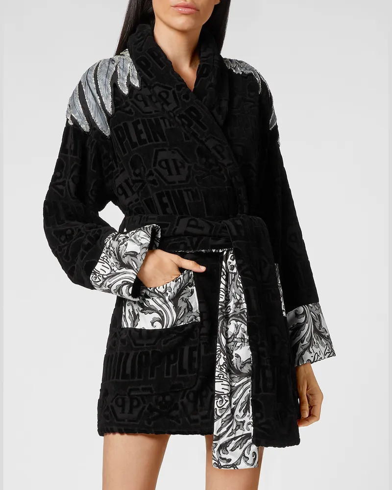 Philipp Plein Bademantel Eagle Schwarz