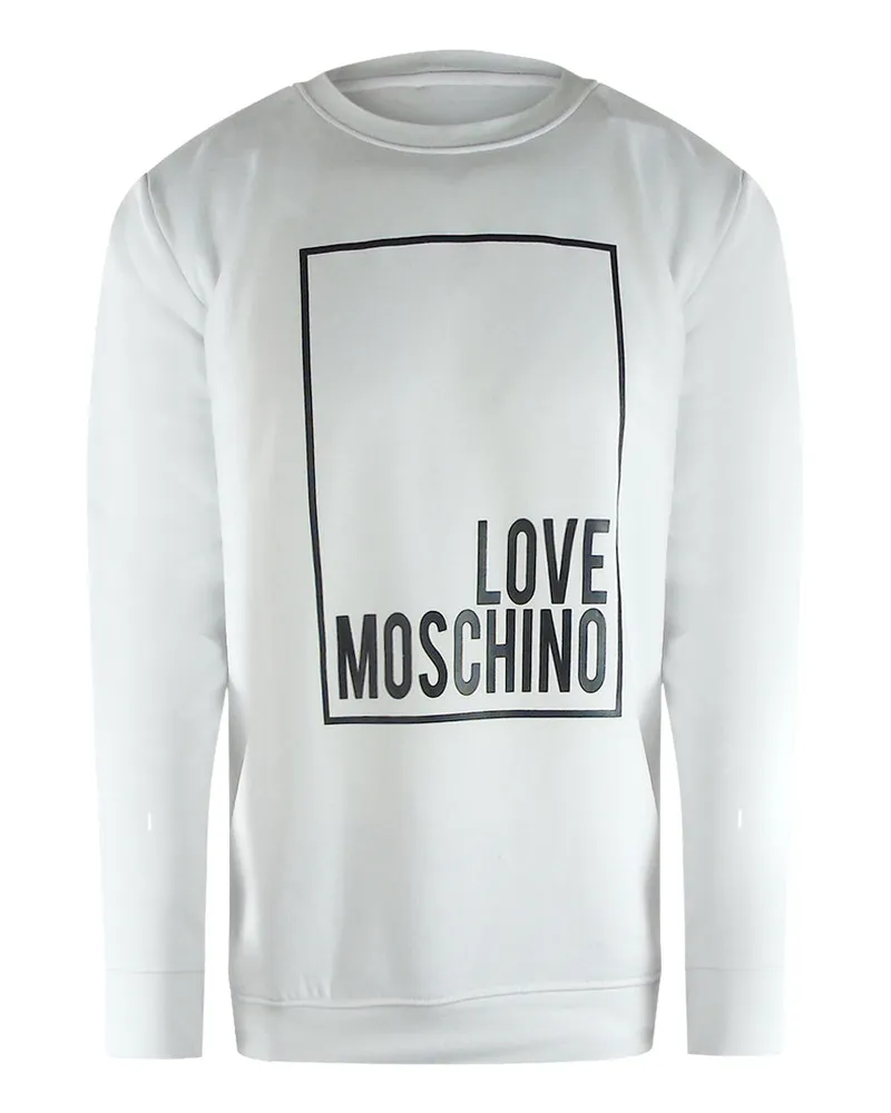 Moschino Love  Box Logo Weißes Sweatshirt Weiß