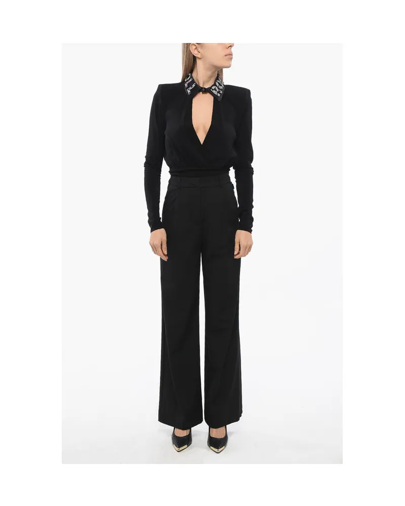 John Richmond Cut-out SUOKA Bodysuit mit gepolsterten Schultern in Schwarz Schwarz