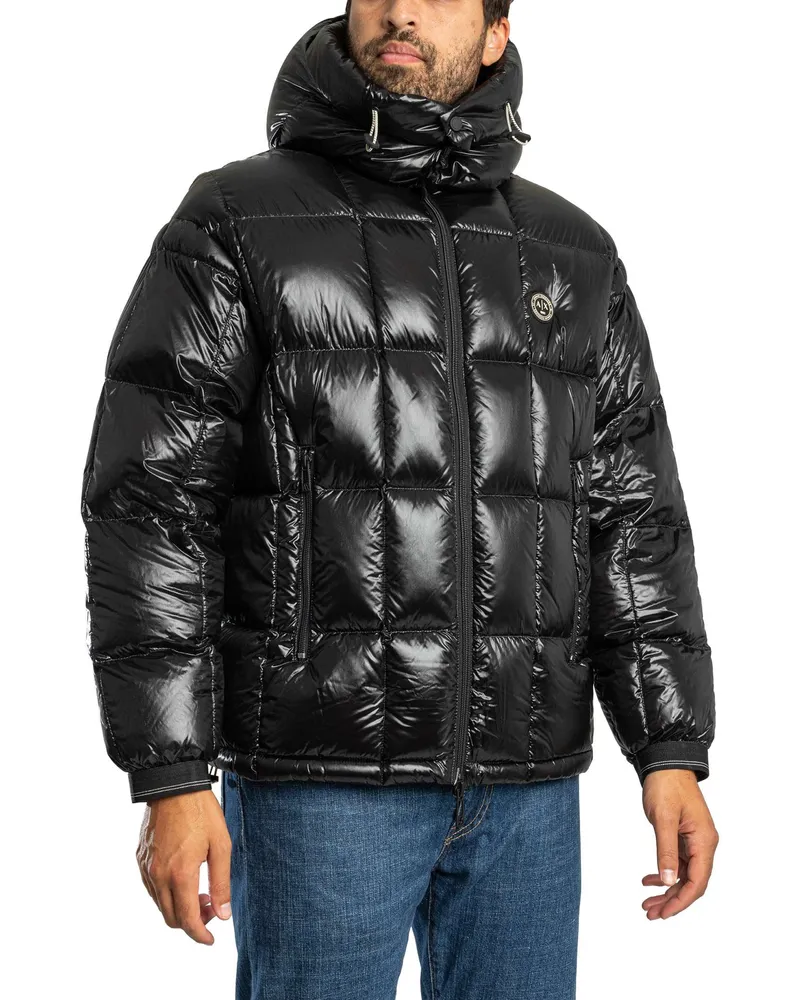 Armani Exchange Abzeichen-Steppjacke, Schwarz Schwarz