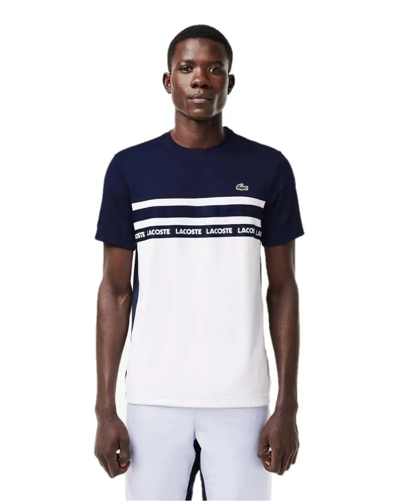 Lacoste T-Shirt für Herren, Piqué (Weiß/Dunkles Marineblau Weiß