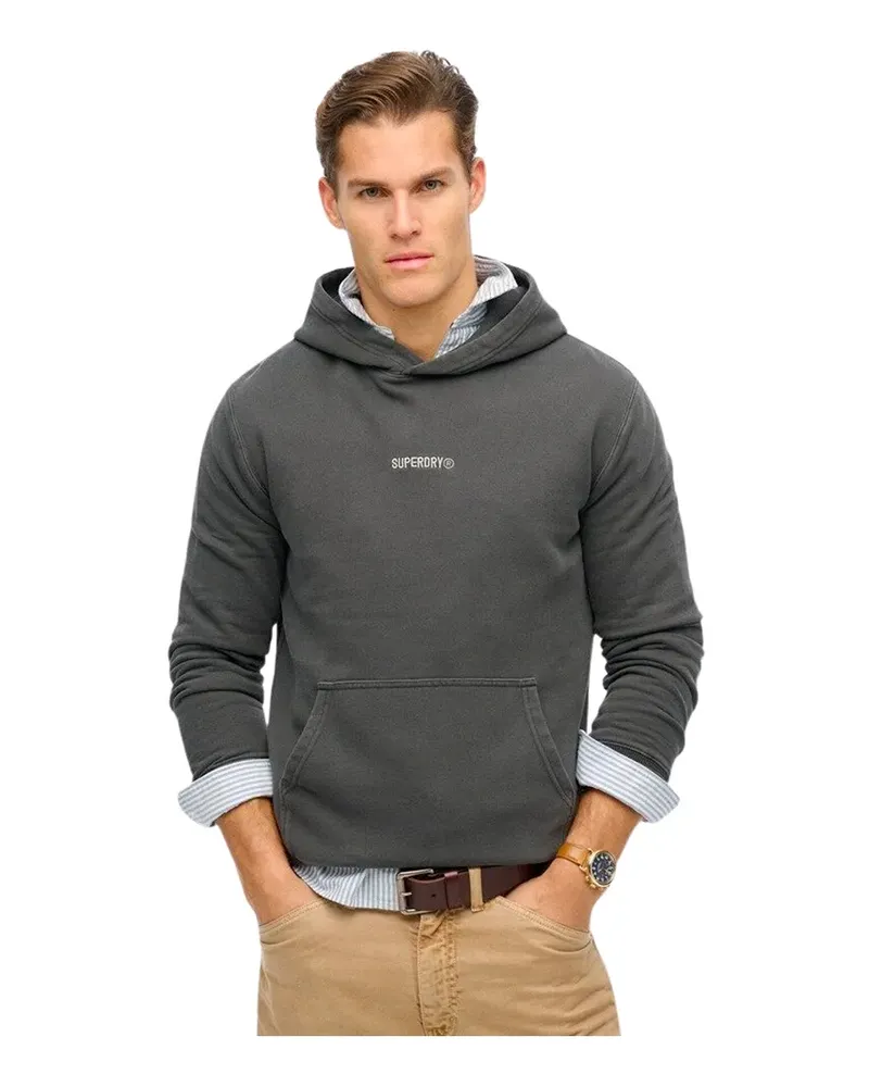 Superdry. Herren-Sweatshirt mit Mikro-Logo Schwarz