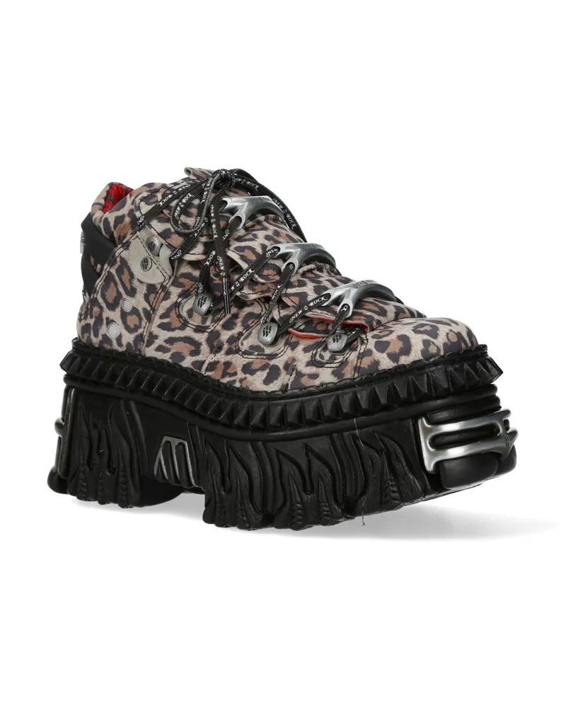 New Rock M-106WALL-C56 Gothic Plateau-Stiefeletten aus Leder mit Leopardenmuster Leopardenmuster