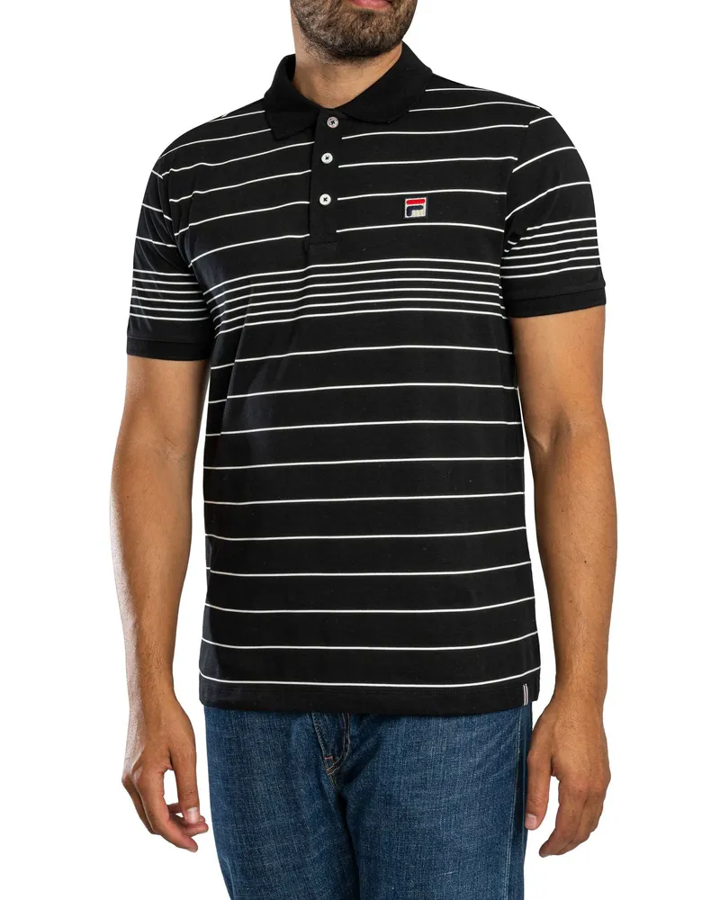 Fila Logan Stripe Poloshirt, Schwarz Schwarz