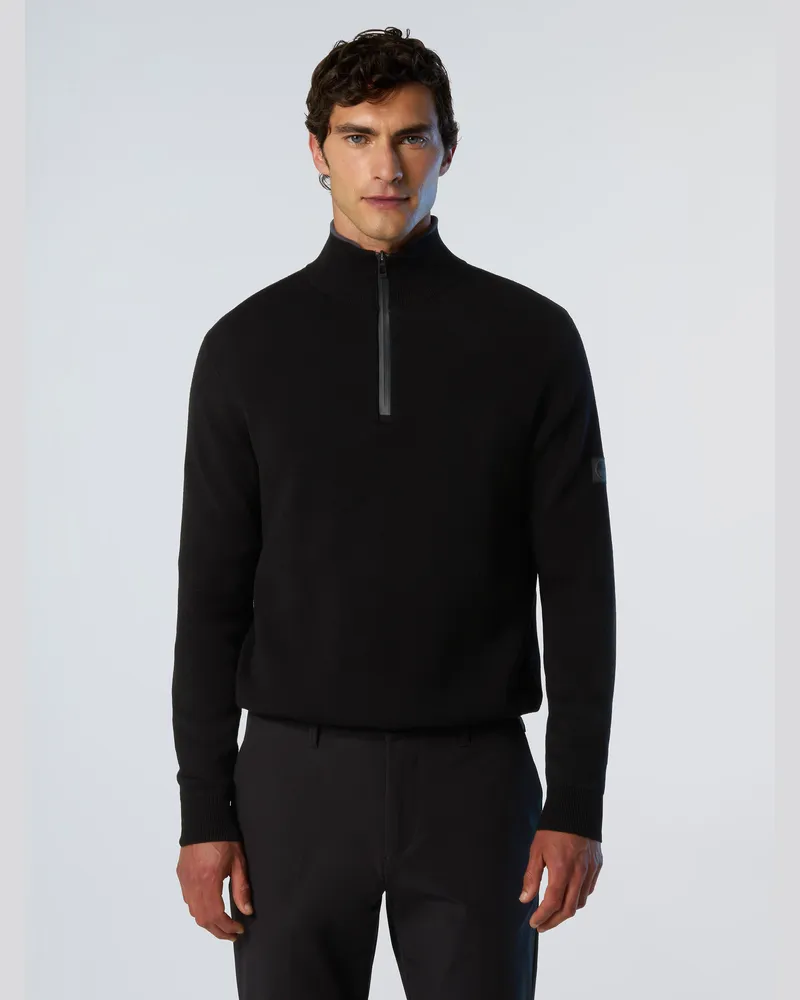 North Sails Pullover mit geklebtem halbem Reißverschluss - Schwarz Schwarz