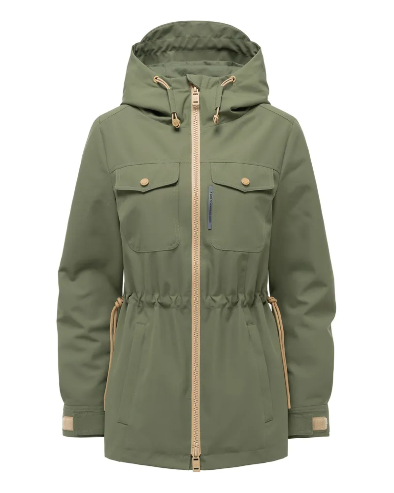 Marikoo Damen Parka Übergangsjacke Sohaa mit Kapuze Grün
