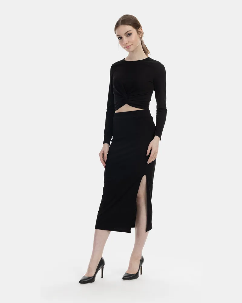 My Mo my at night Jupe midi en jersey Schwarz