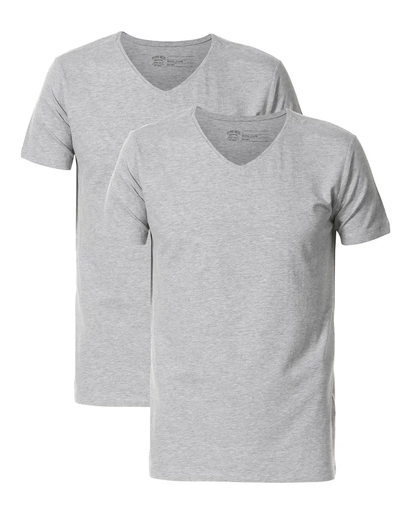 Petrol Industries 2-er Pack Basic-T-Shirt V-Ausschnitt Herren - Grau Grau