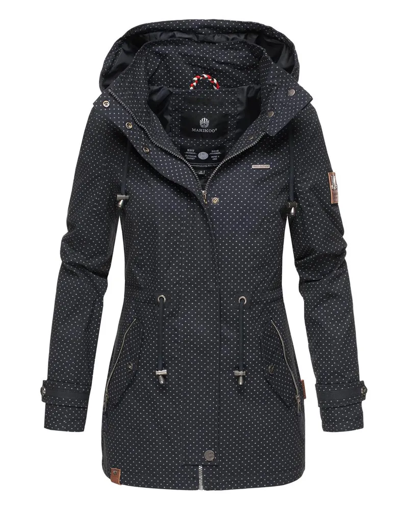Marikoo leichte Damen Übergangsjacke mit abnehmbarer Kapuze Blau