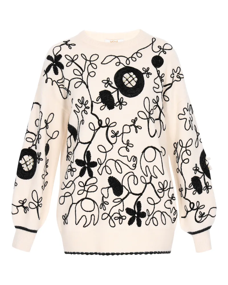 Usha Pullover Frauen cremefarben Wollweiß