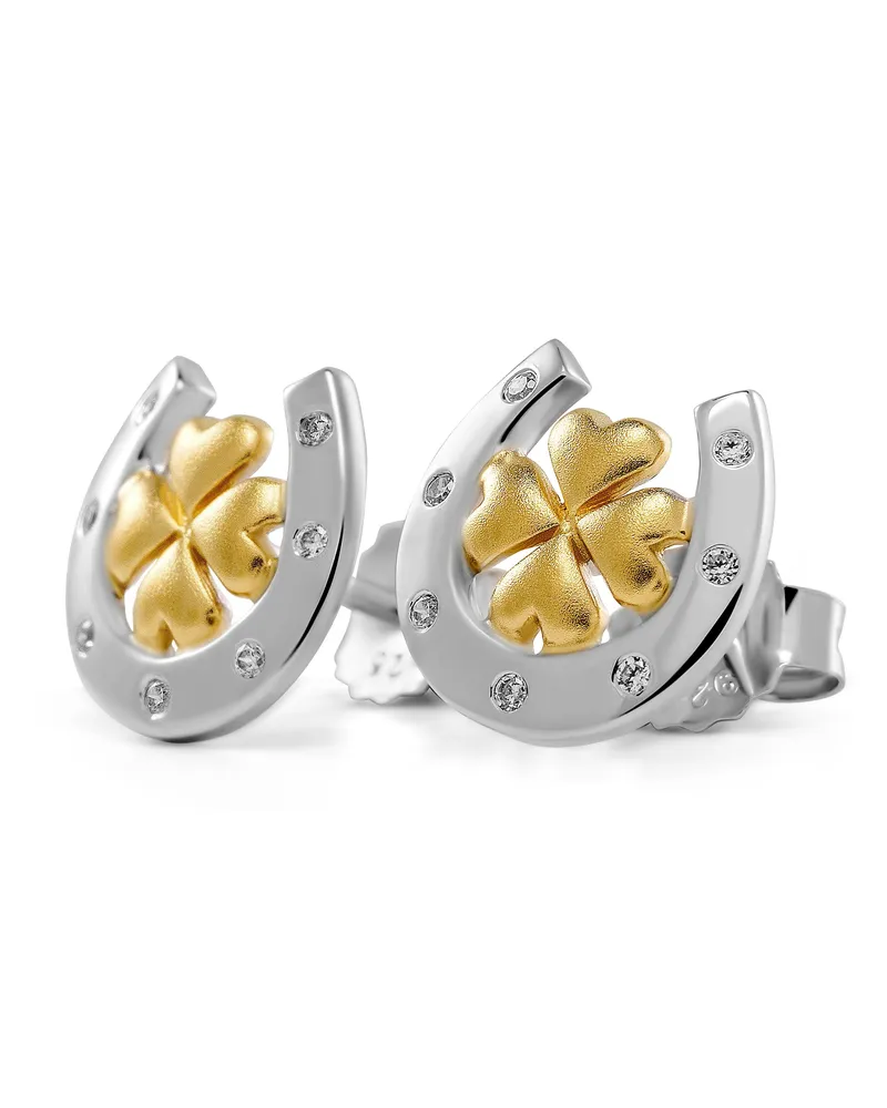 Orphelia Signature' Damen Ohrstecker aus 925er Sterling Silber - Silber/Gold ZO-7517 Silber