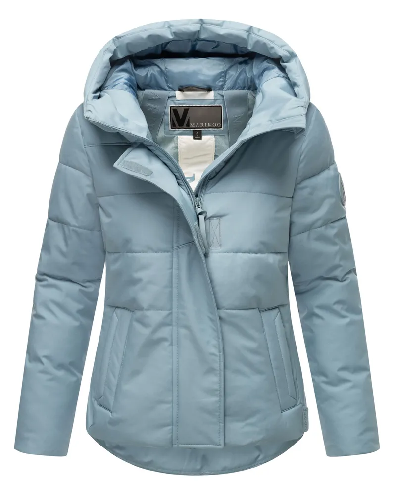 Marikoo Damen Steppjacke mit Teddy-Innenfutter & Kapuze – Elira Blau