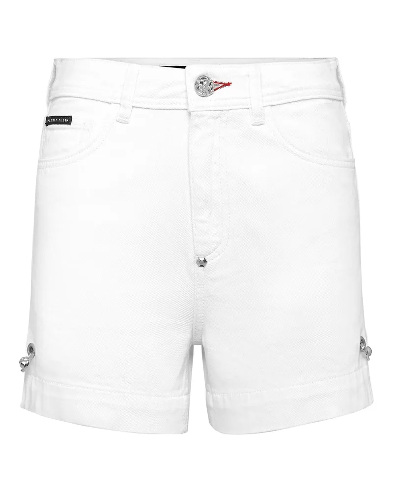 Philipp Plein Jeansshorts Iconic Plein - Weiß Weiß