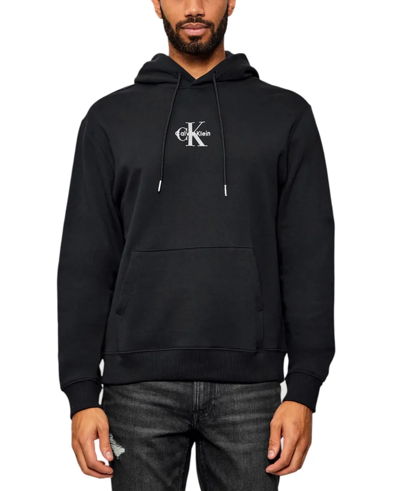 Calvin Klein Logo Relaxed Fit Kapuzenpullover Schwarz